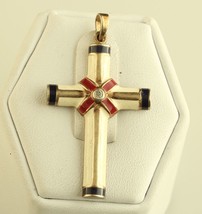 Mbi Danbury Mint Patriotic Cross Diamond Necklace Vermeil Gold Clad Enameled - £51.43 GBP