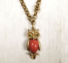 Vintage Stella &amp; Dot Art Glass Jeweled Eyes &amp; Ears Gold Tone Pendant &amp; N... - $33.57