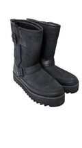 UGG Classic Short Biker Rocker Blavk Bomber Platform Boots Size 9 Womens - £63.45 GBP