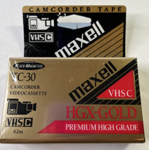 Maxell Camcorder Video Tapes VHS-C TC-30 HGX Gold Premium High Grade - £4.44 GBP