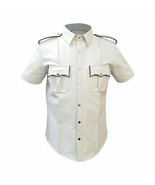 MENS REAL LEATHER White Police Military Style Shirt GAY BLUF ALL SIZE ho... - £79.75 GBP