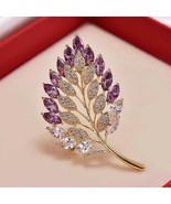 2Ct Marquise Cut Simulated Amethyst Leaf Shape Brooch Pin 925 Silver Gol... - €137,71 EUR
