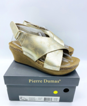 Pierre Dumas Chantal Wedge Sandals- GOLD, Size US 6.5M - £27.83 GBP