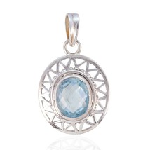 classy Blue Topaz 925 Sterling Silver Blue Pendant Natural wholesale US gift - £23.87 GBP