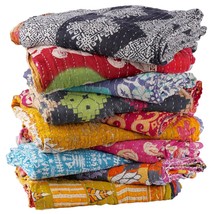 Vintage S Handmade Old Saree Made Gudari Boho Bedding Throw Blanket Bedspread Ra - £28.46 GBP