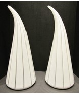Pair of Large Italian Murano Glass White and Striped Horn Shaped Table Lamps - $2,173.05