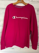 Champion Sweatshirt Women’s  2XL Pink Logo Spell Out  Long Sleeve Fleece Lined - £11.36 GBP