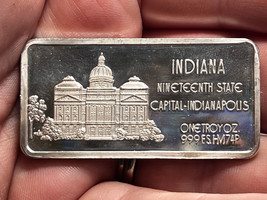 The Hamilton Mint .999 Sterling Silver One Troy Ounce Indiana State Ingot - $79.95