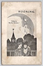 Mooning Crying Crescent Moon Man Telling Her The Old Story Postcard O23 - £12.61 GBP