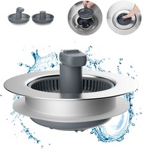 Hibbent 3 In 1 Kitchen Sink Drain Strainer And Stopper Combo, Chrome, 1/... - $38.99