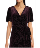 Calvin Klein Purple Short VNeck Ruffled Hem Faux Wrap Velvet Dress Sz 2 ... - €39,43 EUR