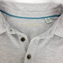Caribbean Polo Shirt Mens XLarge Light Gray Stripe Logo Casual Activewear - £13.42 GBP