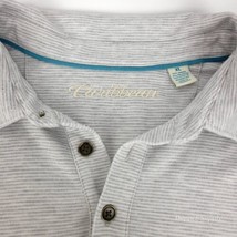 Caribbean Polo Shirt Mens XLarge Light Gray Stripe Logo Casual Activewear - $16.82