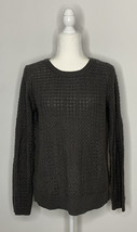 Loft Ann Taylor M Grey Knit Crew Neck Long Sleeve Pullover Sweater L5 - £13.33 GBP