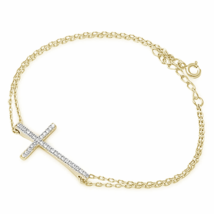14KT Yellow Gold .12ct Cross Diamond Bracelet - $1,158.00