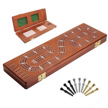 Cribbage Board Game Set 3 Tracks, Solid Oak Wood Cribbage Boards Unique With 9 M - £36.62 GBP