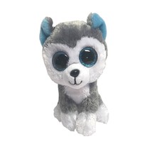 Ty Beanie Boos Plush Slush Gray White Husky Dog Blue Glitter Eyes Stuffe... - $5.93