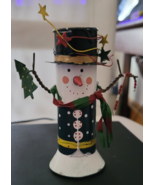 Candle Stick Holder Snowman Metal Primitive Christmas Holiday Decoration... - $242.83 MXN