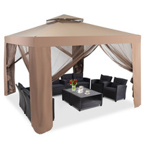 10&quot;x 10&quot; Outdoor Tent Patio Garden Canopy Gazebo Party Tent W/Mosquito N... - £174.33 GBP