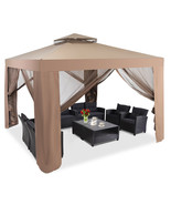 10&quot;x 10&quot; Outdoor Tent Patio Garden Canopy Gazebo Party Tent W/Mosquito N... - £172.49 GBP