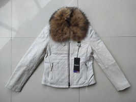Blauer   Women&#39;s Leather Jacket with Raccoon Fur $1099 FREE WORLDWIDE SH... - £469.59 GBP