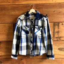 M - TOPO Designer White Black Blue Plaid Flannel Mountain Shirt Jacket 0... - £38.46 GBP