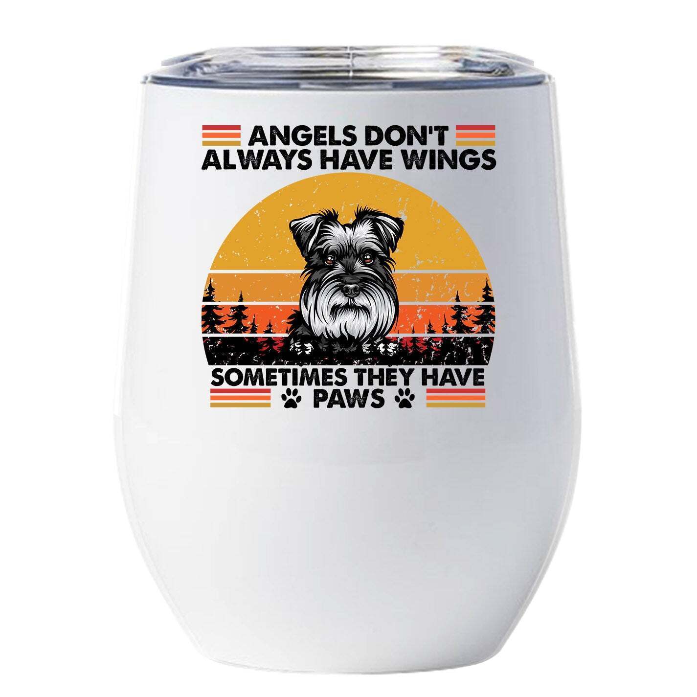 Angel Miniature Schnauzer Dogs Have Paws Wine Tumbler 12oz Gift For Dog Mom, Dad - £17.79 GBP