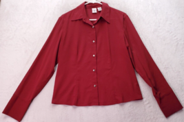 Armani Exchange Shirt Womens Large Maroon Sheer Long Sleeve Collared But... - $15.75