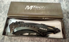 MTechUSA MT-705BK Black Police Knife Tactical Pocketknife Clip Folding Serrated - £10.20 GBP