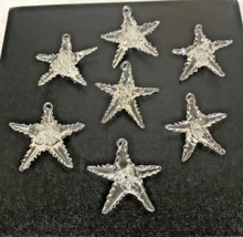 7  Vintage Handmade Crystal Blown Glass Starfish Suncatcher Ornaments - $18.32