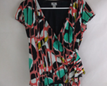 Worthington Women&#39;s Colorful Wrap Blouse With Abstract Design Size Medium - $15.51