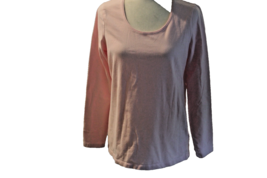 KIM ROGER LADY&#39;S TOP MEDIUM PINK LONG SLEEVE ROUND NECK - $16.94 CAD