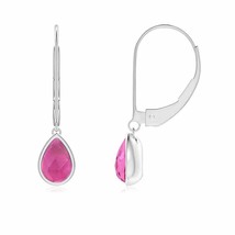 ANGARA Pear-Shaped Pink Tourmaline Solitaire Drop Earrings in Silver - £259.25 GBP