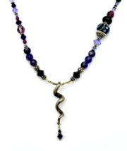 Sterling Silver 925 Purple Amethyst Snake Pendant Necklace - £42.73 GBP