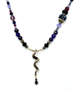 Sterling Silver 925 Purple Amethyst Snake Pendant Necklace - £42.36 GBP