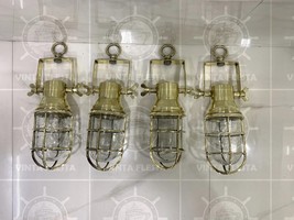 An item in the Antiques category: Nautical American Passage Way Bulkhead Hanging Brass New Light  4 Pcs