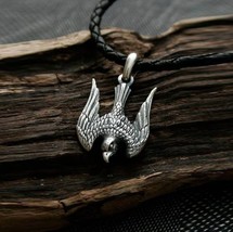 Falcon Silver Pendant Predatory bird Necklace Bird of Prey Cord Silver 925 - £72.34 GBP+