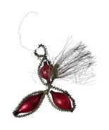 Antique German Tinsel Wire Red Glass Beads Vintage Christmas Ornament 1930s - $25.37 CAD