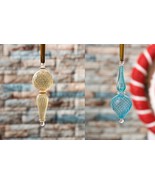 Christmas Ornaments Glass, Christmas Gift Set of 2 blue and Amber  - $53.34 CAD