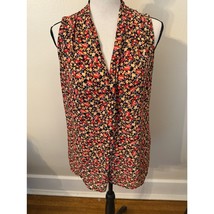 Rose &amp; Olive Sleeveless Shirt Red/Black/Yellow Floral New Medium - $18.80