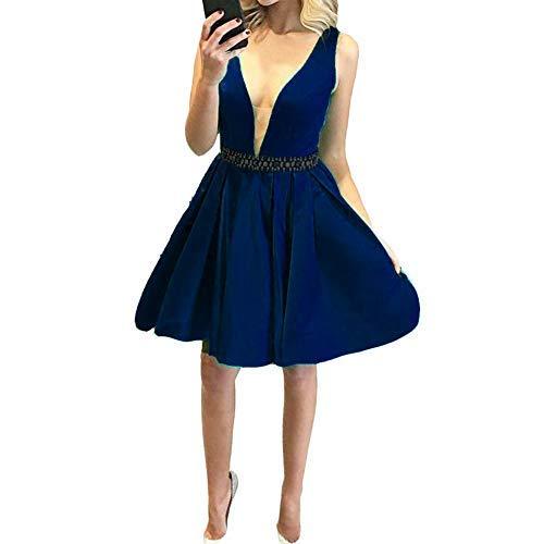 Kivary Custom Made Sheer V Neck Beaded Waist Formal Prom Homecoming Dress Royal
