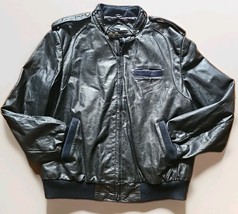Vintage Leather MEMBERS ONLY By Europe Craft Black Bomber Style Jacket S... - $1,750.17 MXN