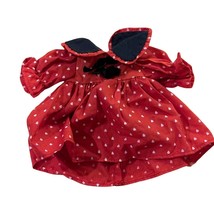 Vintage Red Doll Dress Outfit – Heart Print Long Sleeve with Bow &amp; Collar - $14.36