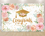 Pink Graduation Backdrop Class of 2024 Rose Gold Banner Floral Congrats ... - $25.51