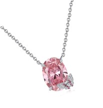 Sterling Silver Pink Cubic Zirconia Pendant S925 - £87.68 GBP