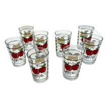 Kig Fruit Juice Glass Lot 8 Apple Lemon Circa 1960s Complete Set Kitchen - £44.33 GBP