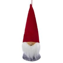 Wood and Felt Dwarf Gnome with Red Hat Christmas Tree Ornament New - $10.49
