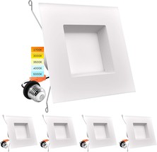 Luxrite 5/6 Inch Led Square Recessed Lighting, 14W=90W, 5 Color, 4 Pack - £81.90 GBP