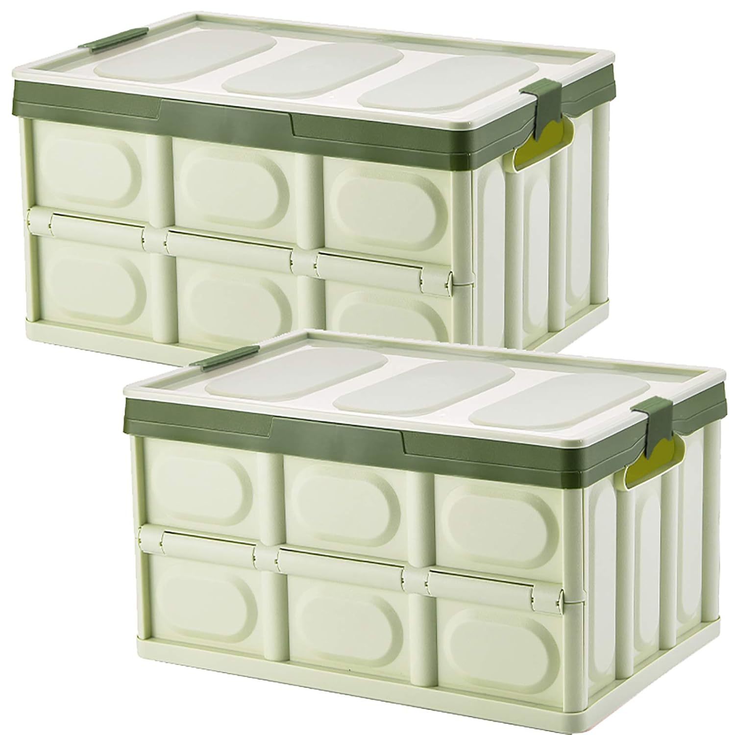 Lidded Storage Bins 2 Pack 30L Collapsible Storage Box Crates Plastic Tote Stora