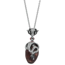Regal Serpent: Royal Egg Pendant with Crystal Snake on Black Stone 20-Inch - £30.83 GBP